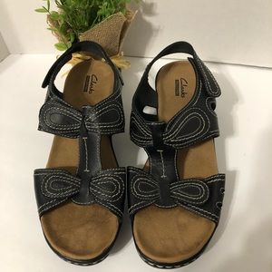 Clarks Lexi Black Velcro Closure Sandals